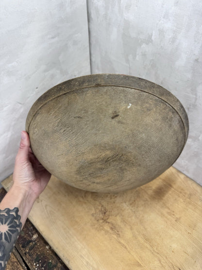 Antique Early Wooden Dough Bowl #S-1532