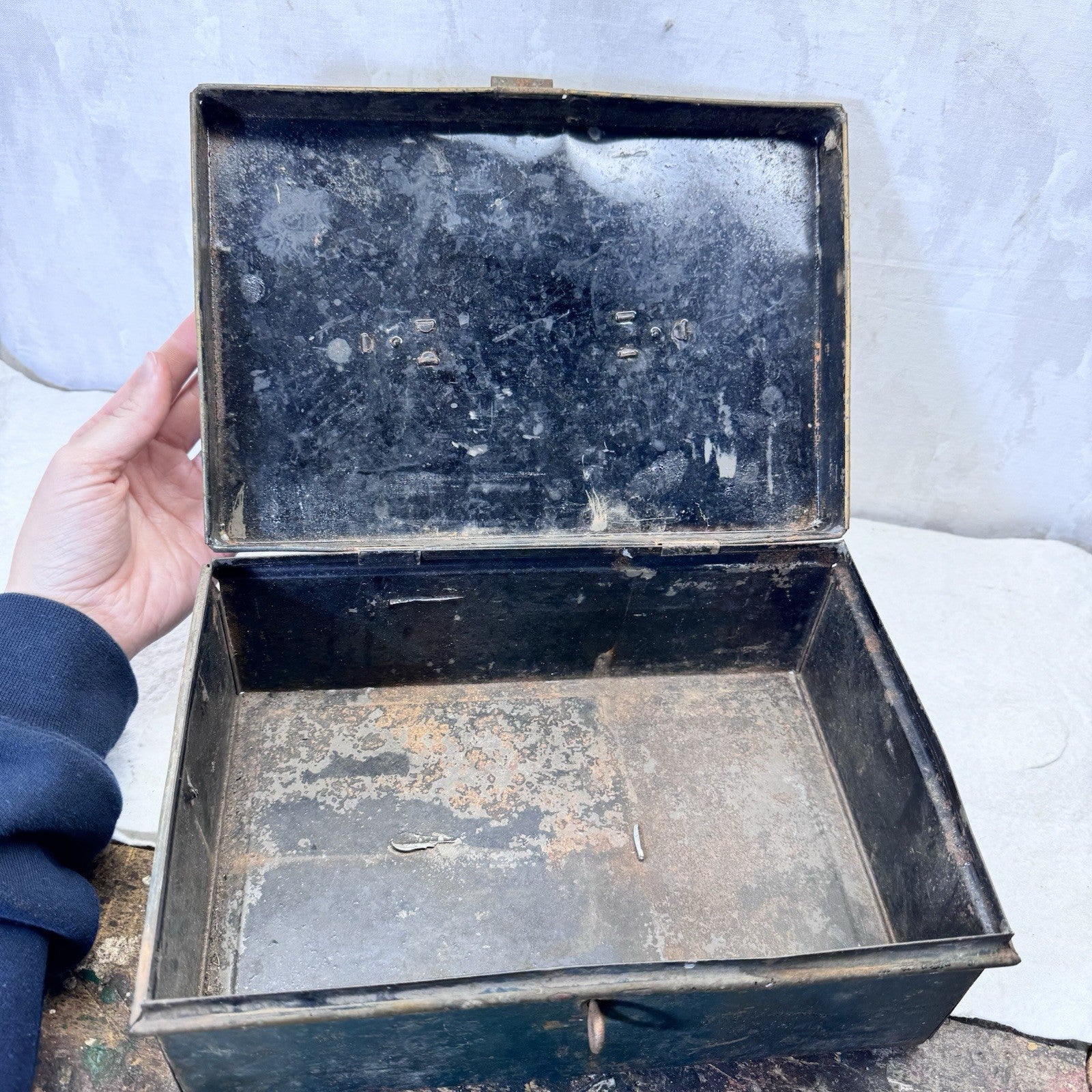 Green Rustic Metal Box Vintage Small