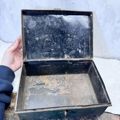 Green Rustic Metal Box Vintage Small