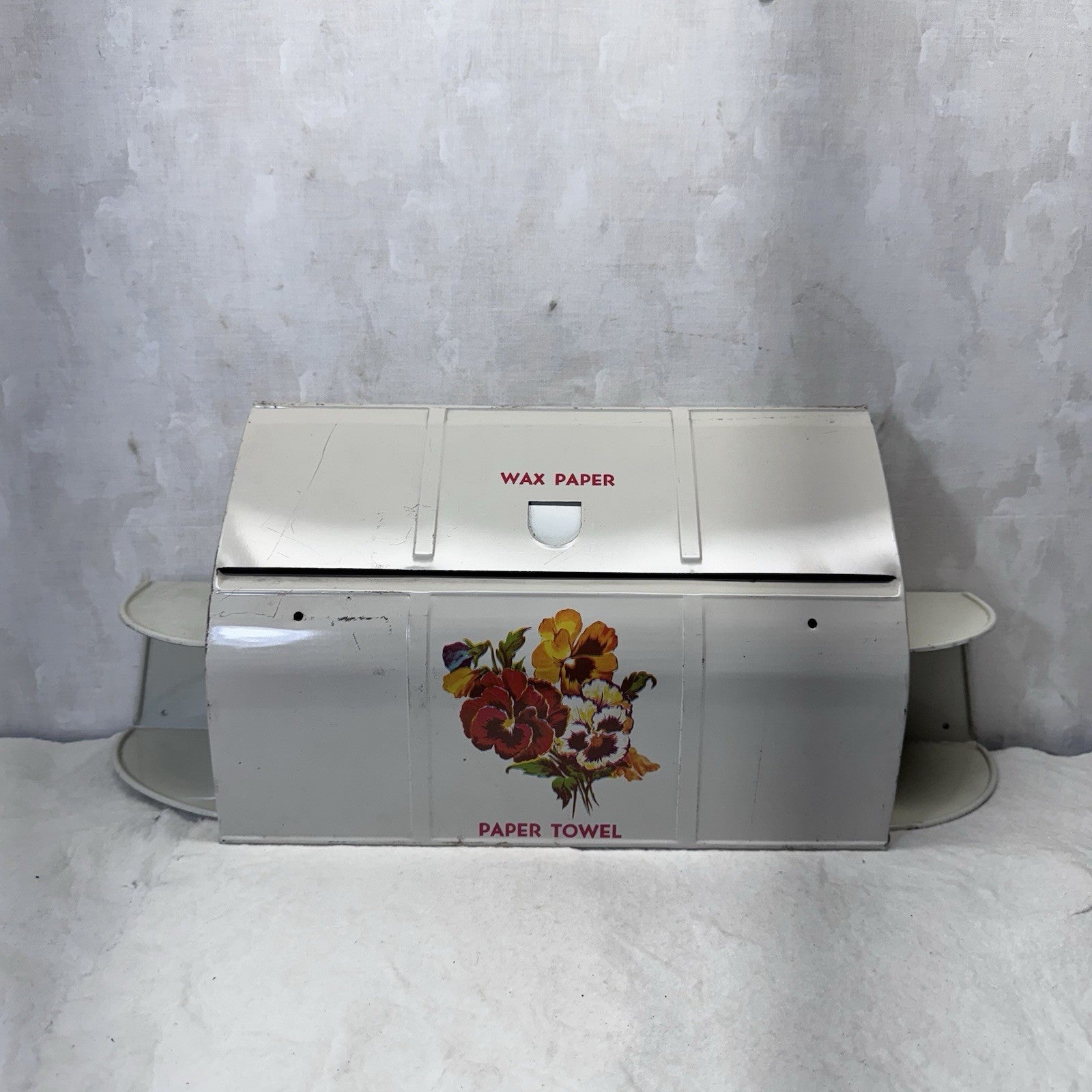 Wax Paper Paper Towel Holder Metal Tin White Vintage 