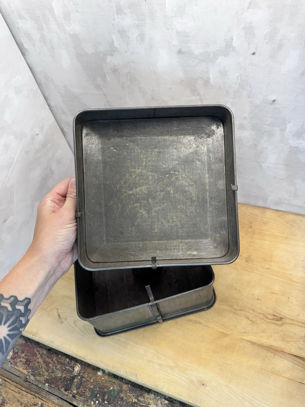 Antique Angel food Tin Mold With Lid  #1494