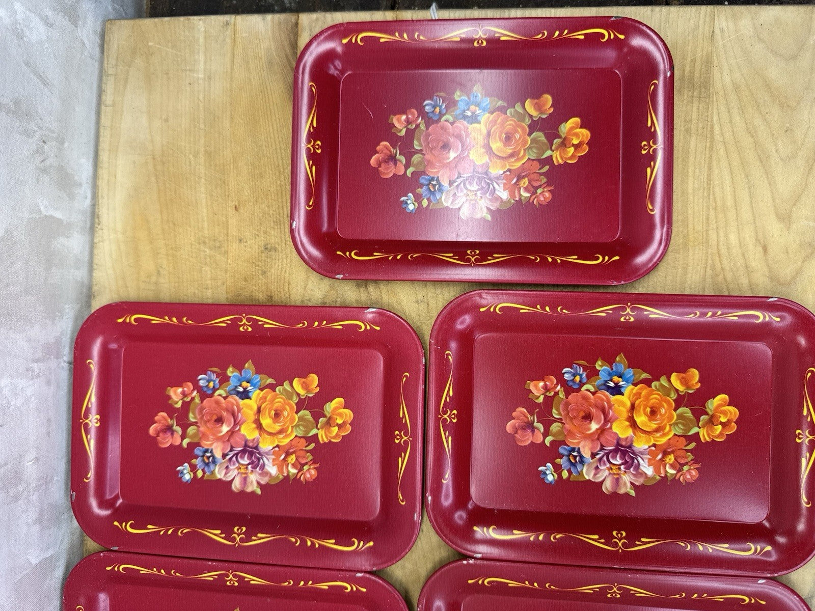Vintage  7 Mini Floral Trays #1088