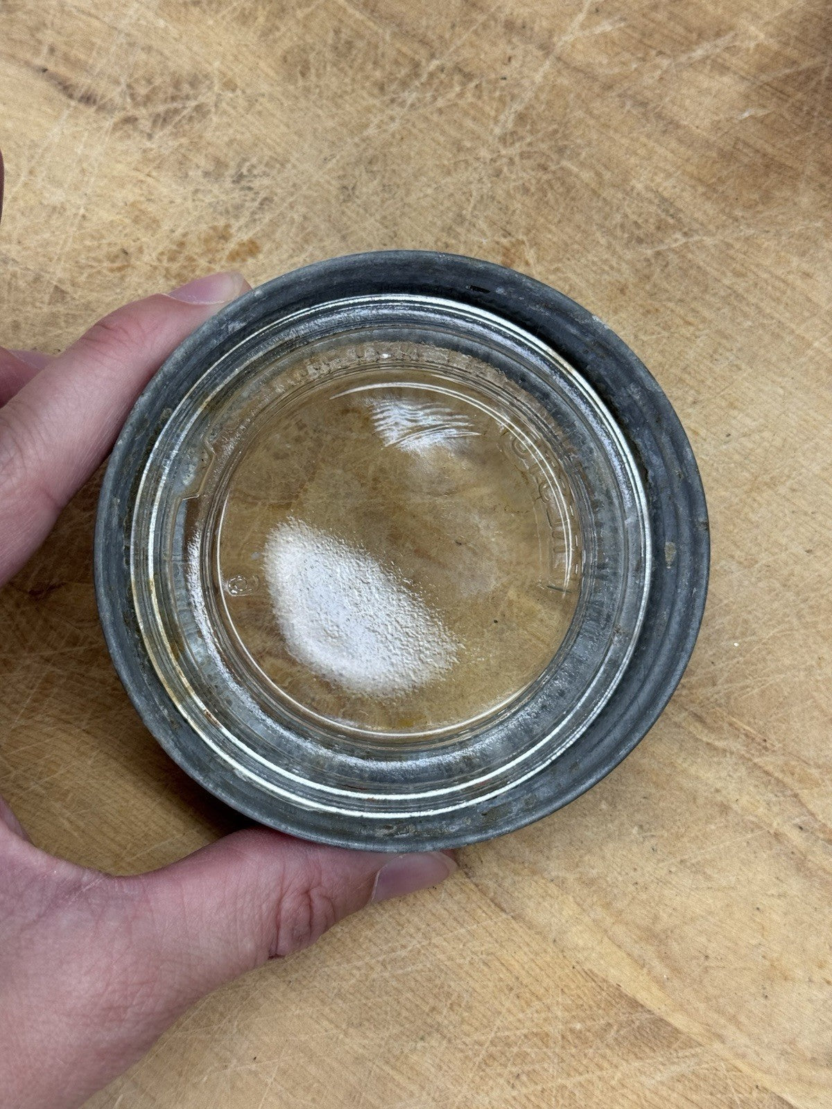 Wide Mouth Mason Jar Rings With Glass Toppers 3 Antique #1524