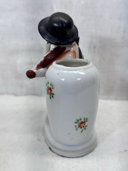 Small Planter Boy Figurine Violin Occupied Japan