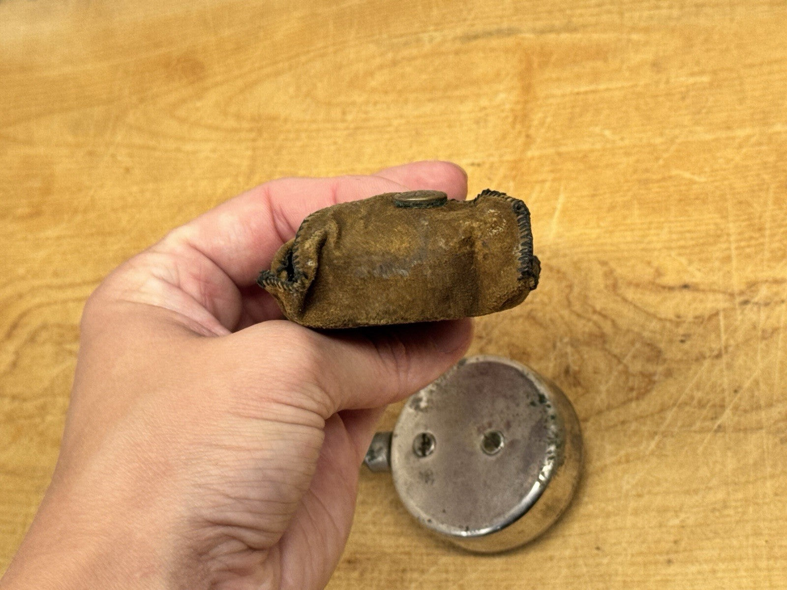 Antique Bike  Tire Gauge With Leather Pouch #1129