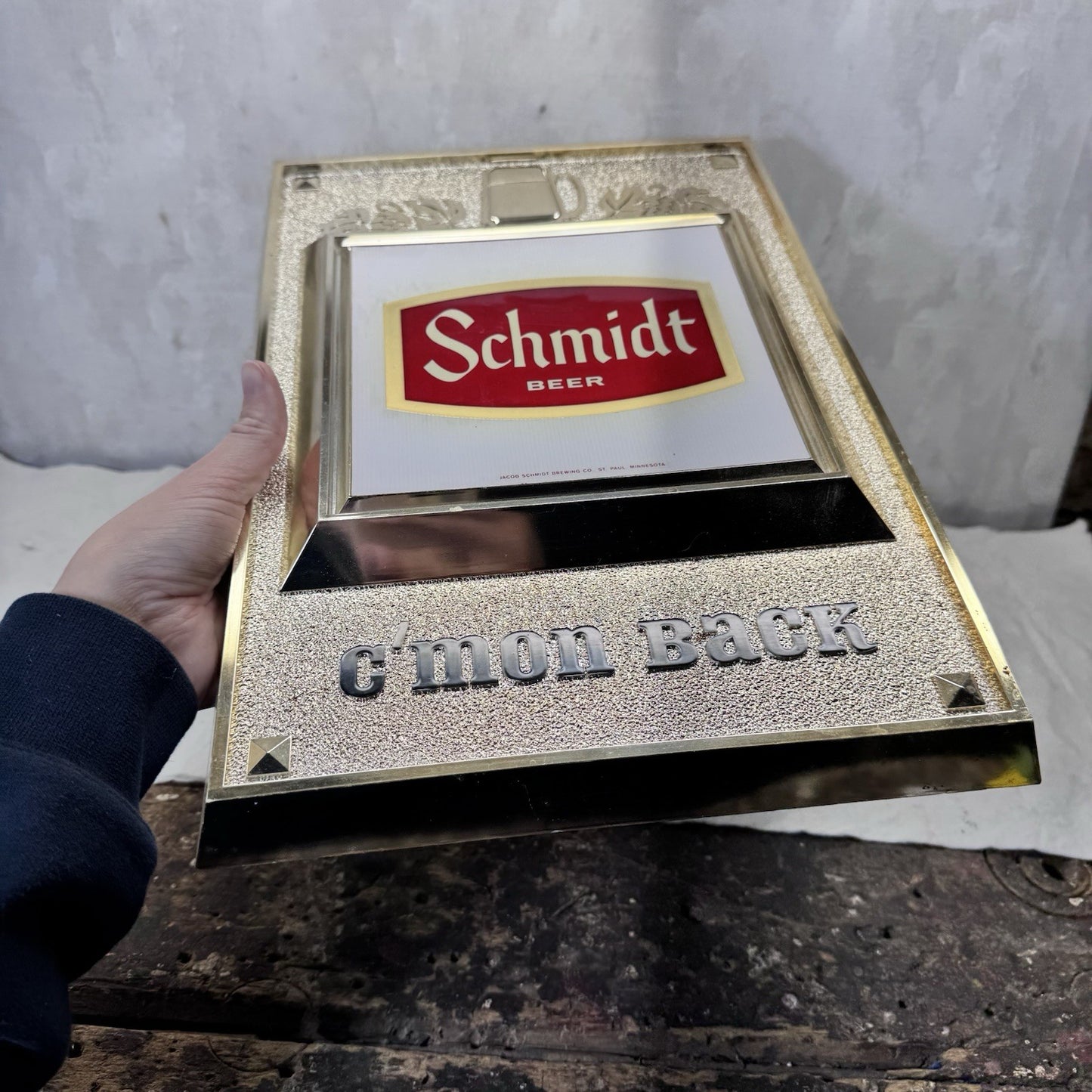 Schmidt Beer Hard Plastic Sign Vintage