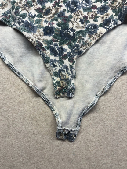 1980-90s Women’s Flowered L Sleeve Knit Body Suit