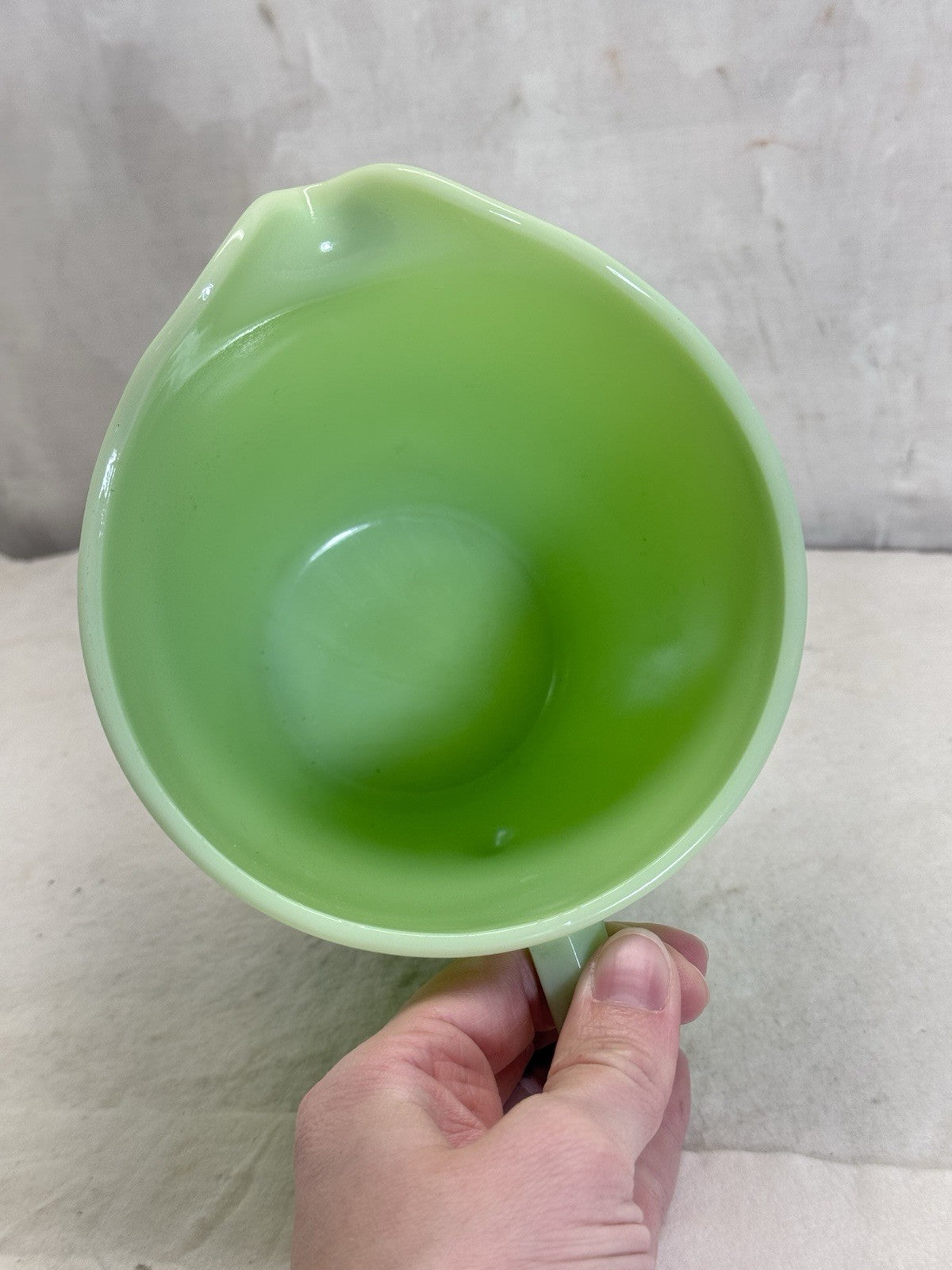 Jeannette Jadite Pitcher Flower Pattern Vintage Glows