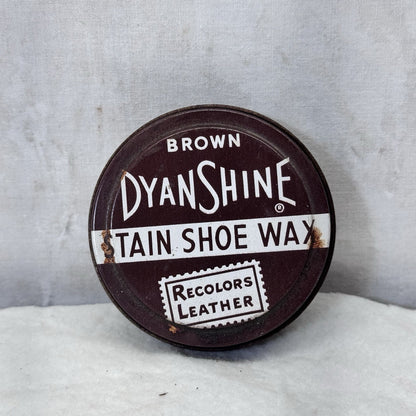 Brown Dyanshine Stain Shoe Wax Tin Vintage