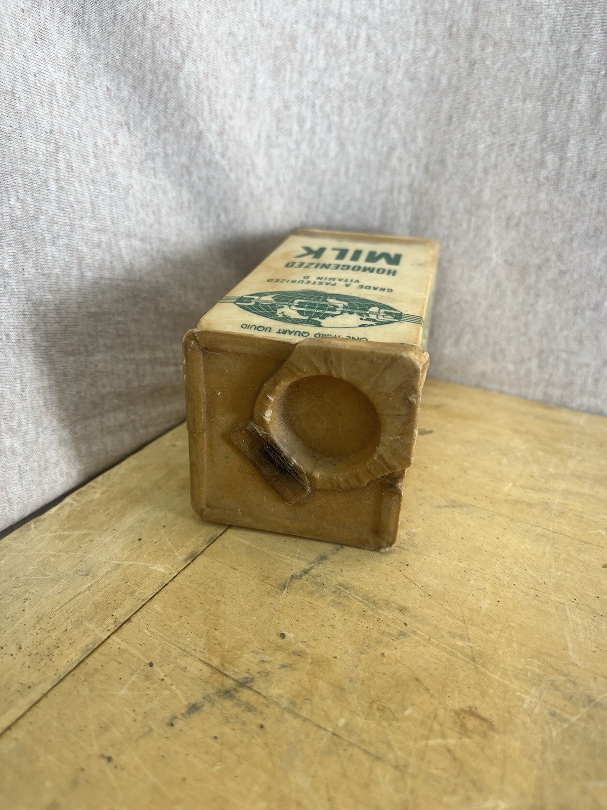 Vintage Waxed Cardboard Homogenized Milk Carton 1/3 Quart