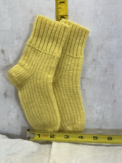 Antique Children’s Hand Knit Yellow Socks