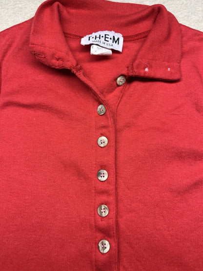 1970-80s Women’s Red Knit Sleeveless Polo Top