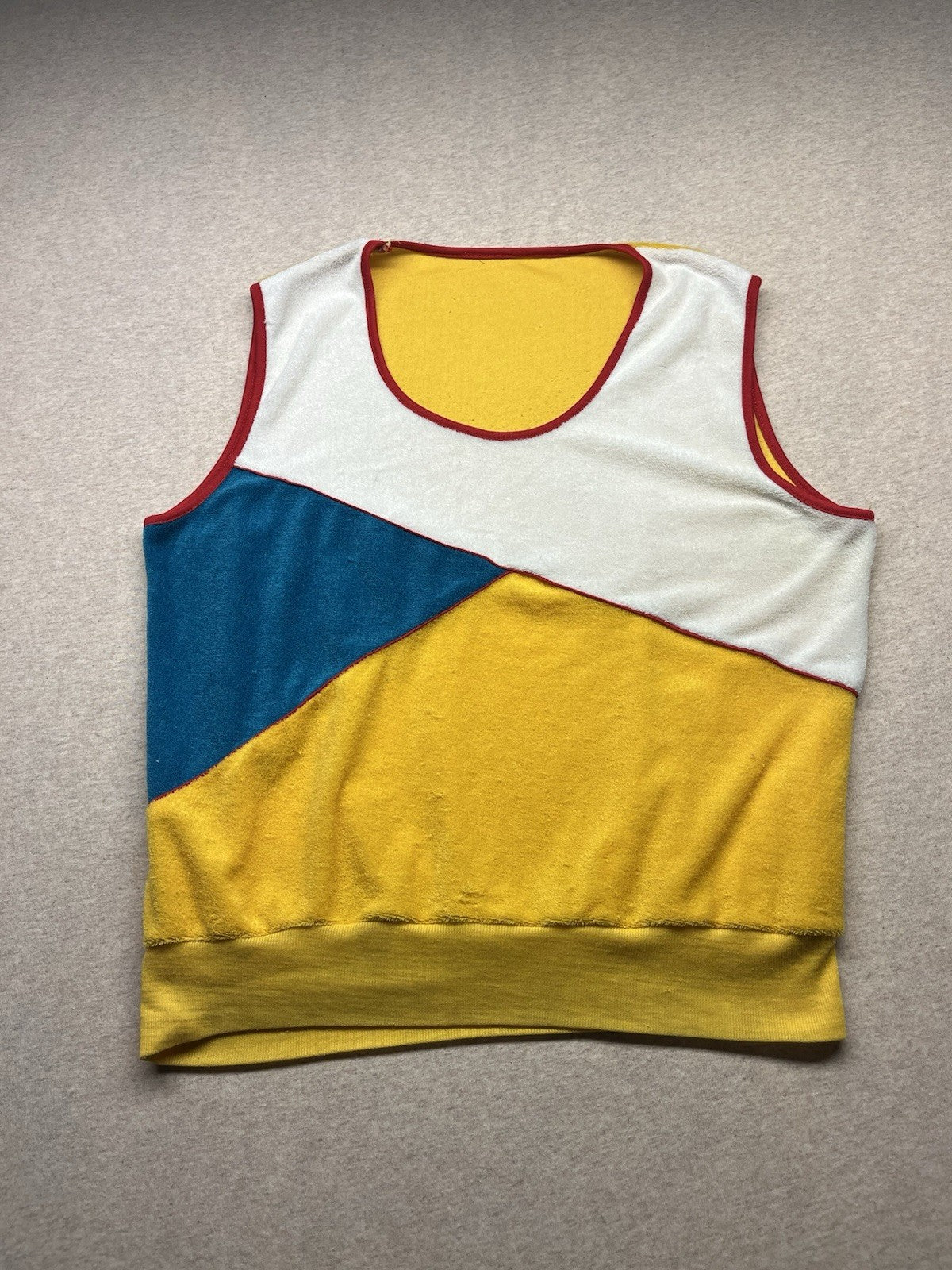 1970s Women’s Multi Color Terry Cloth Knit Sleeveless Top