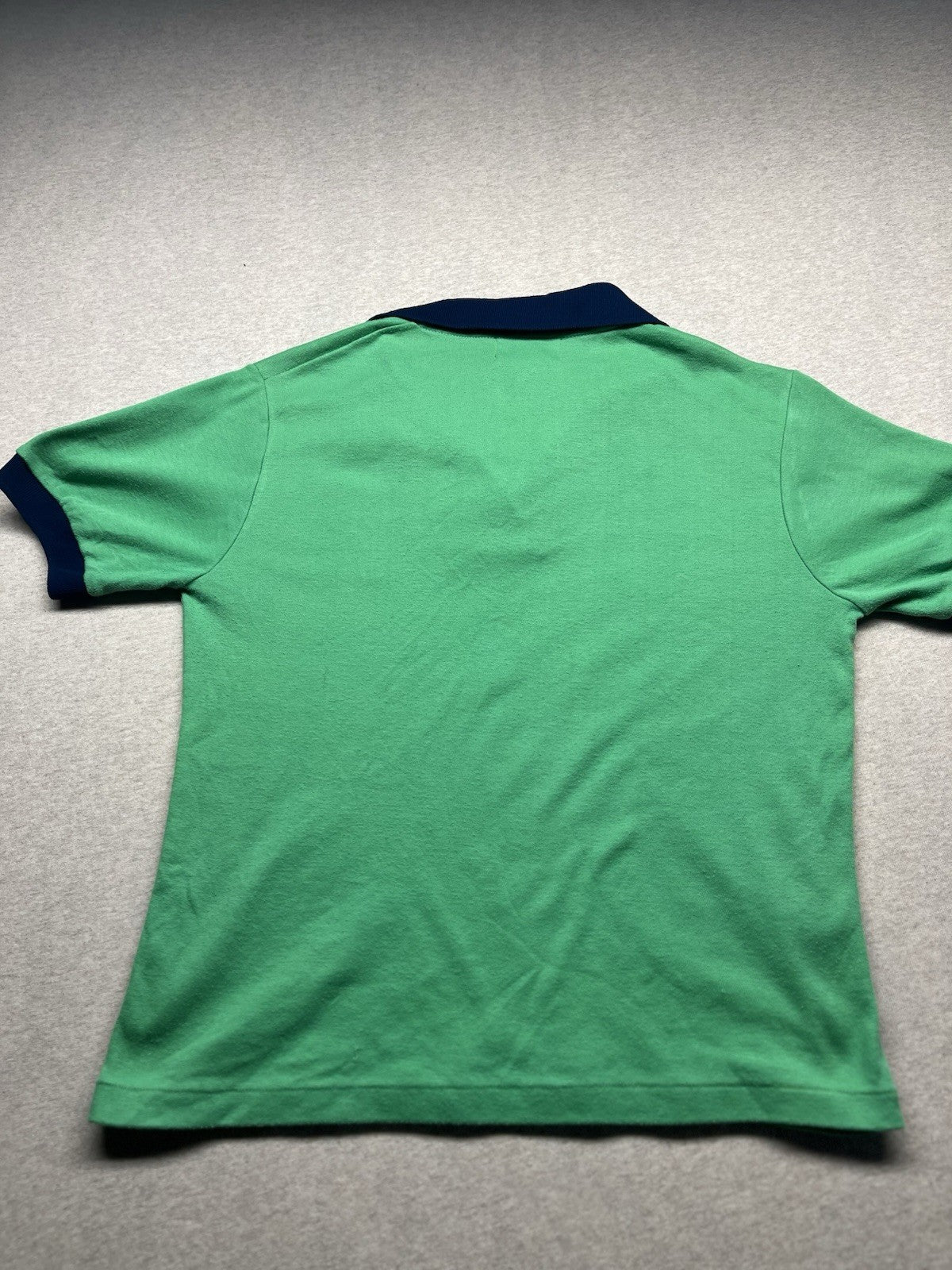 1970s, 80s Boys Green Boat S Sleeve Knit Shirt