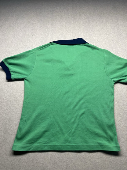 1970s, 80s Boys Green Boat S Sleeve Knit Shirt