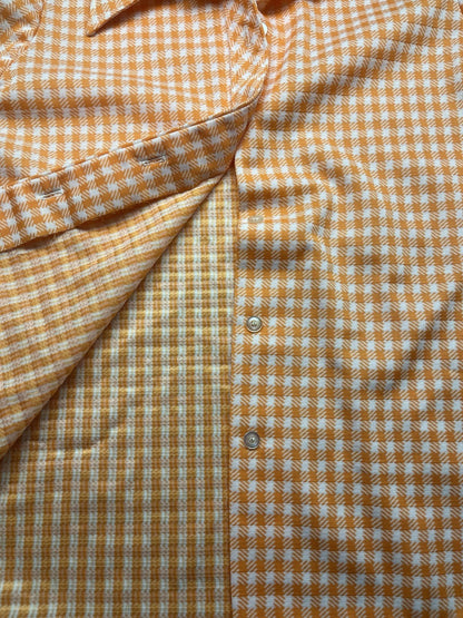 1970s Women’s Orange Plaid L Sleeve Knit Top