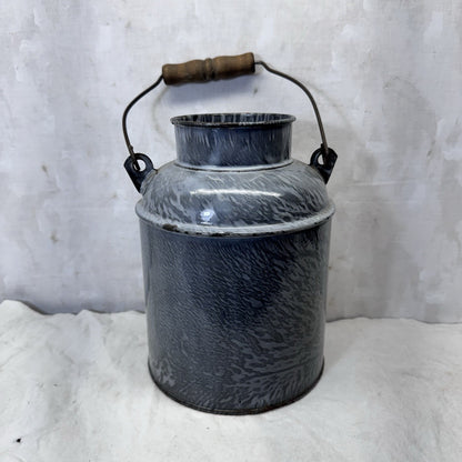 Creamer Can Enamelware Mottled Grey Swirl Splatter Vintage No Lid
