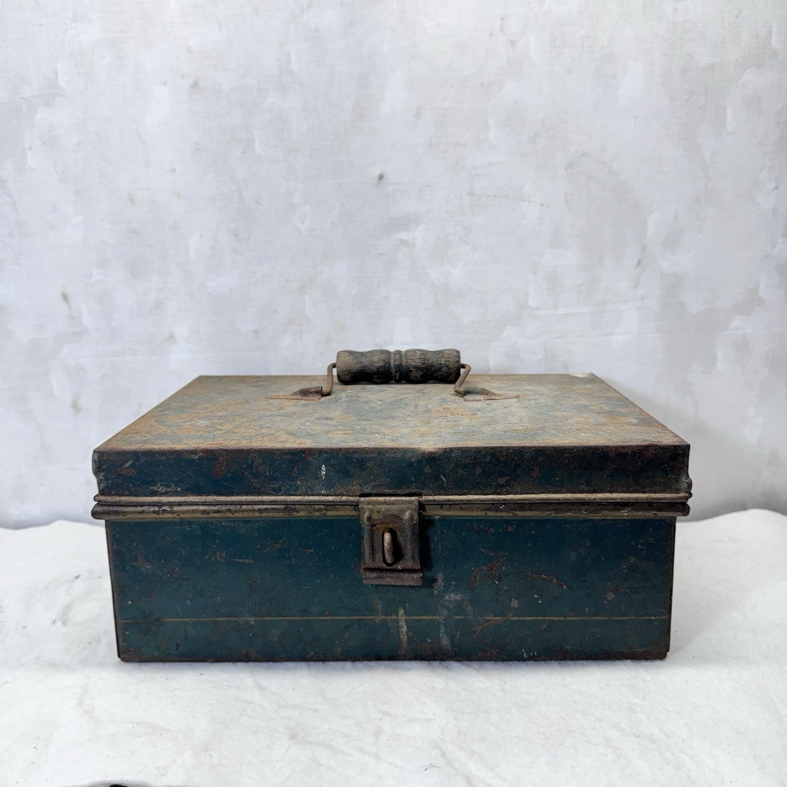 Green Rustic Metal Box Vintage Small