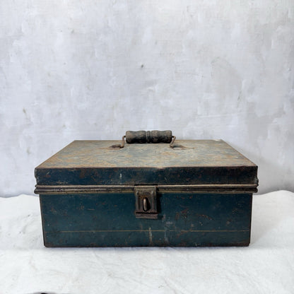 Green Rustic Metal Box Vintage Small