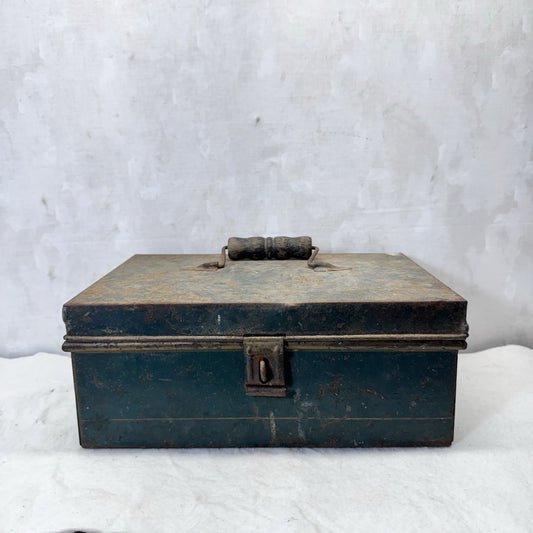 Green Rustic Metal Box Vintage Small