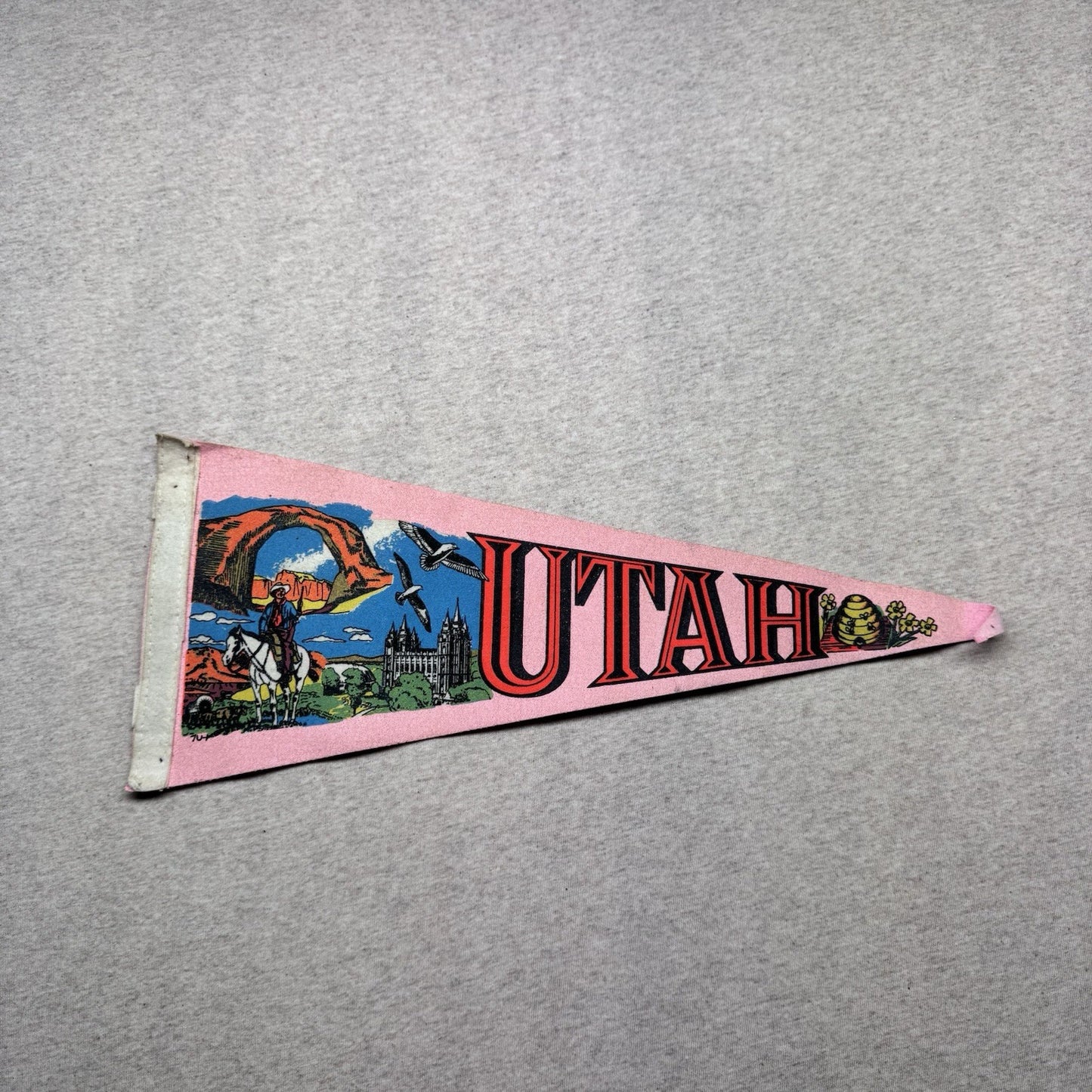 Utah Vintage Fabric Pennant Banner Flag Souvenir 