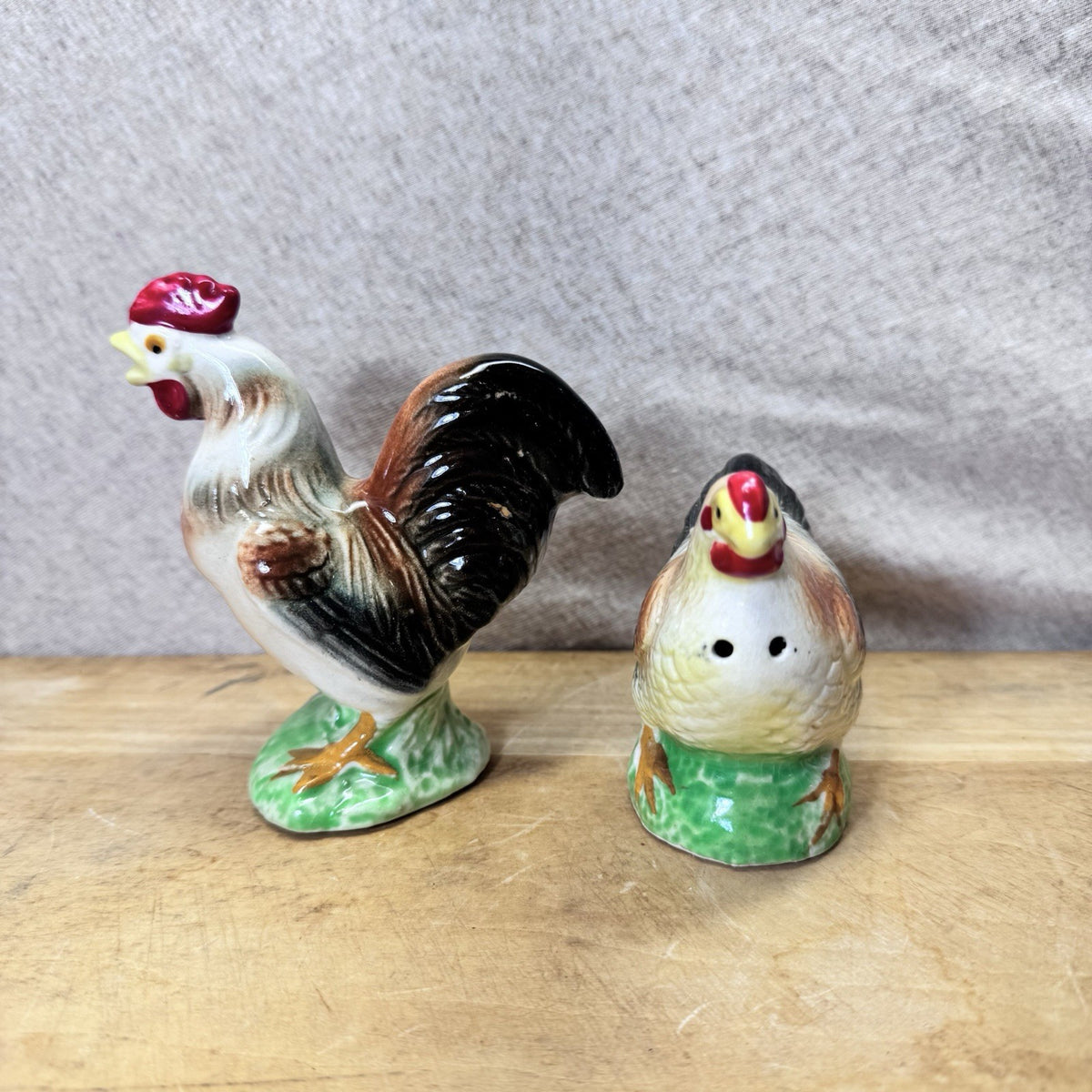 Vintage Rooster Hen Salt Pepper Shakers Japan