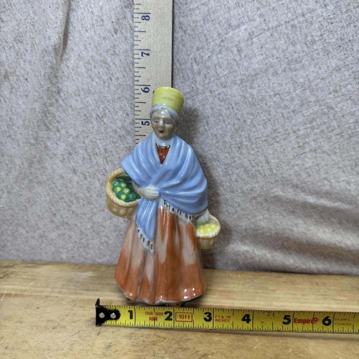Lady Figurine With Baskets Occupied Japan Vintage
