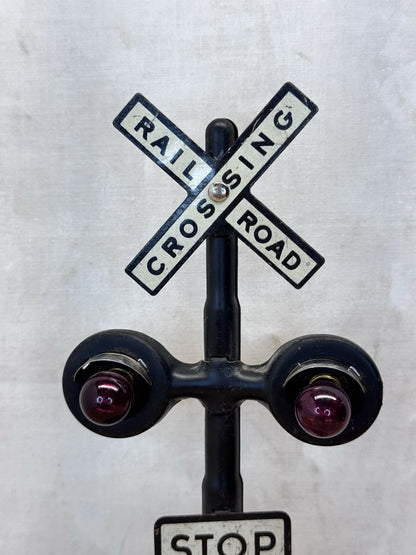 Vintage O Scale Metal Lighted Railroad Crossing #S-1599