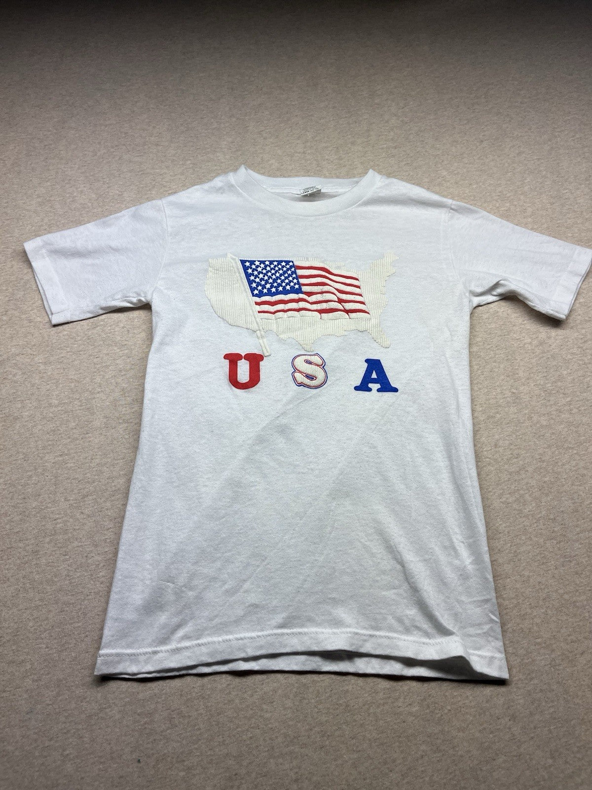 1980s Youth Wht USA S Sleeve Tshirt