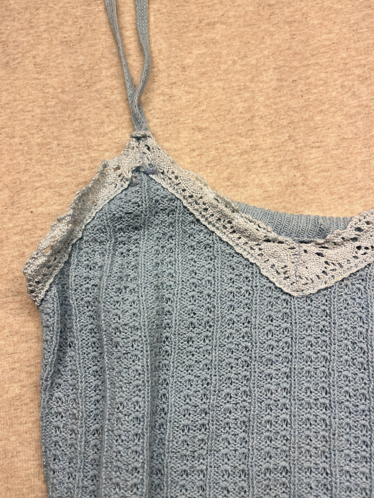 1980s Women’s Blue Knit Top W/straps