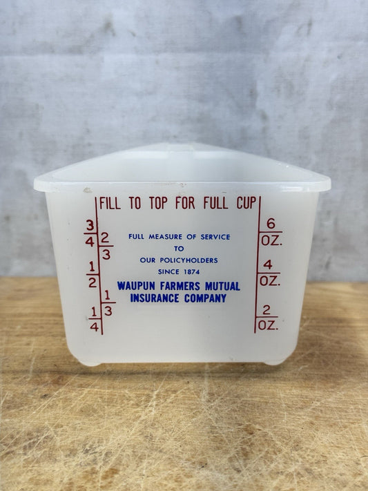 Waupun Wisconsin Measuring Cup Advertisement Vtg Plastic #1442