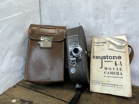 Vintage Keystone Movie Camera Model K-8 W/Case & Pamphlet #119
