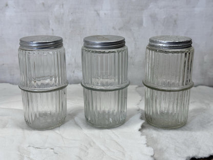 Clear Ribbed Glass Hoosier Spice Jars Vintage #1841