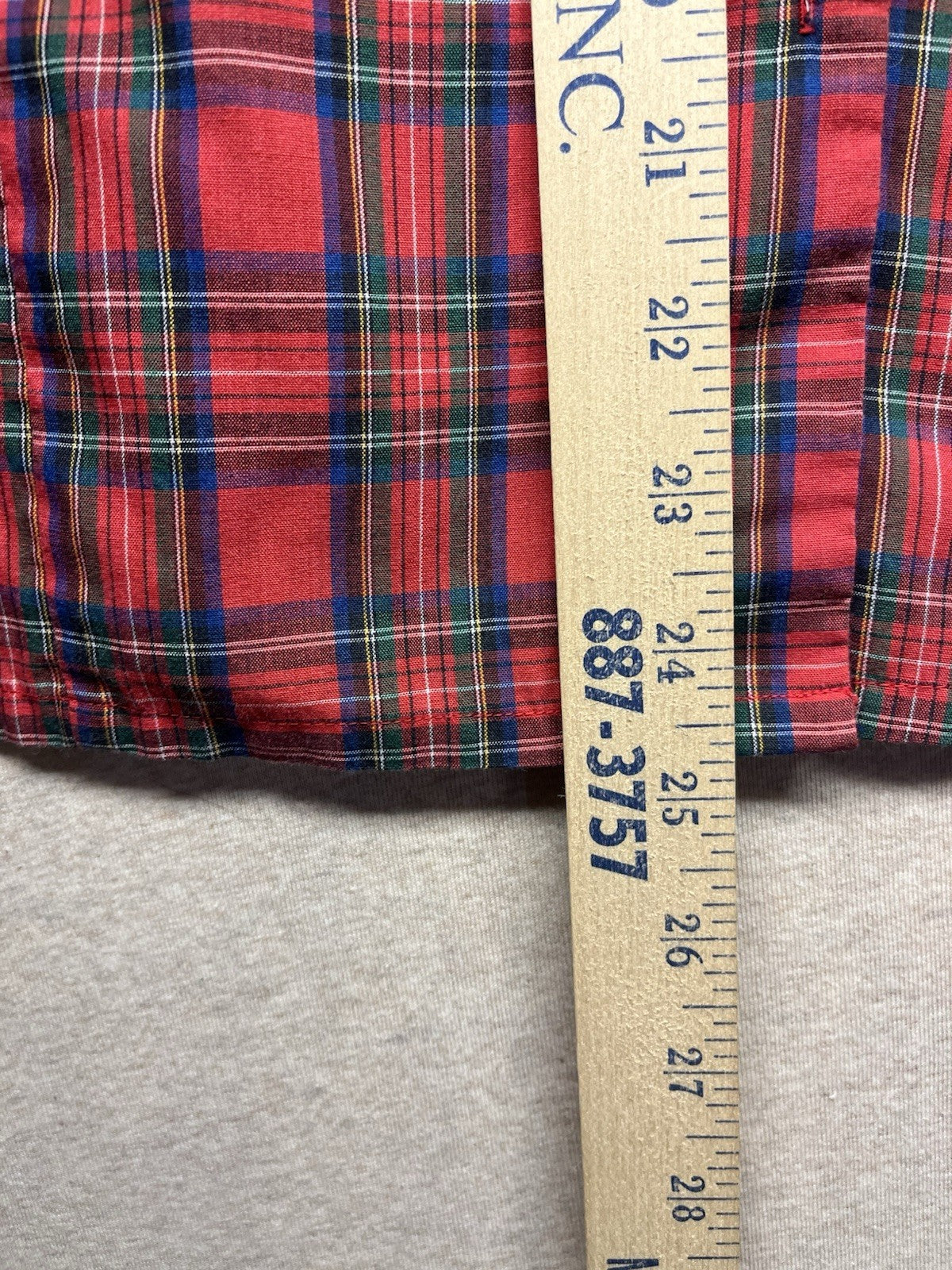 1970s, 80s Women’s Red Plaid Western L Sleeve Cotton Ruffles Top