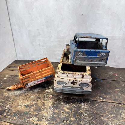 Junkyard  Vintage Metal Toy Trucks Parts Trailer