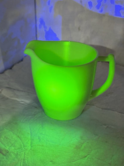Jeannette Jadite Pitcher Flower Pattern Vintage Glows
