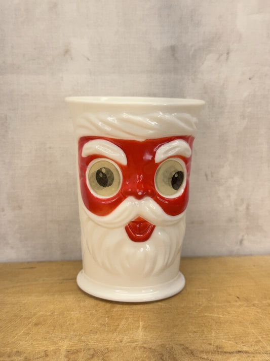 Holograph Eyes Santa Cup Vintage  #1099