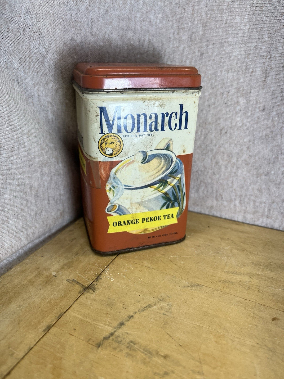 Monarch Orange Pekoe Empty Tea Tin Vintage