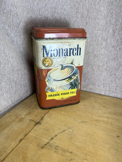Monarch Orange Pekoe Empty Tea Tin Vintage
