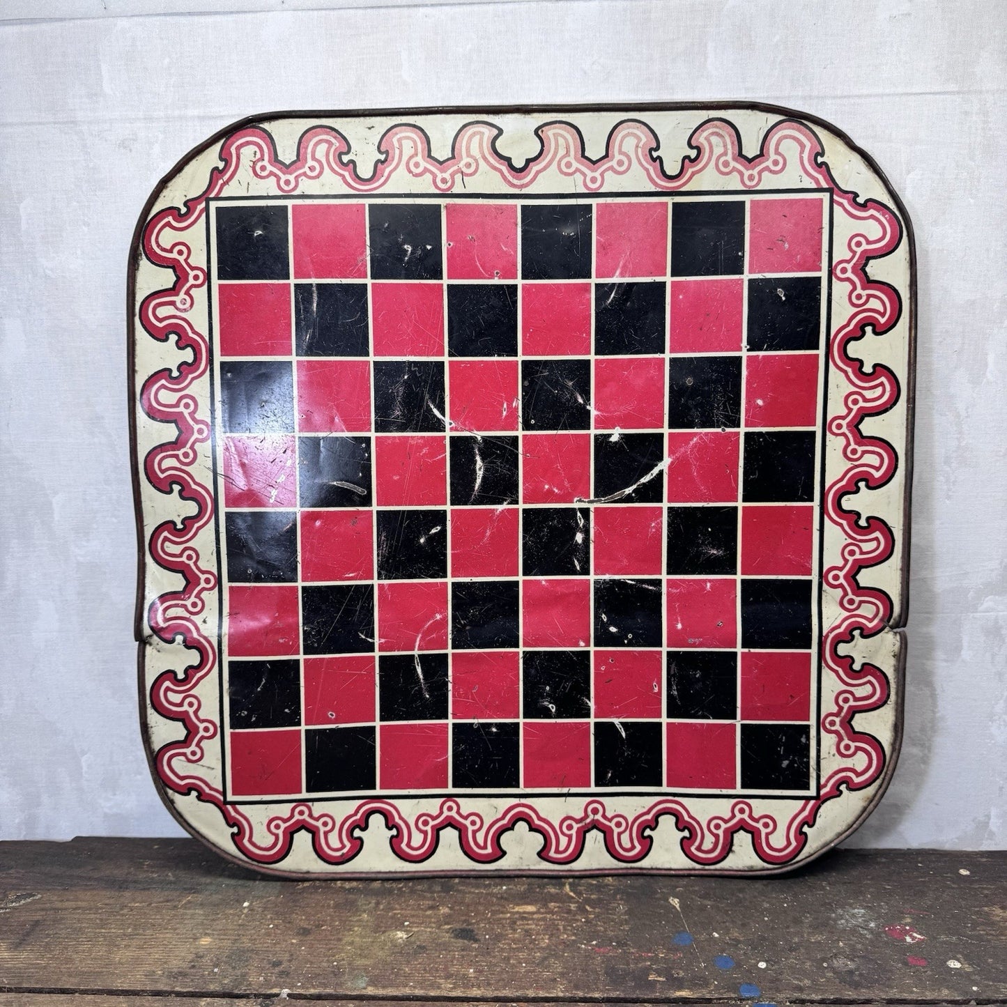 1920s Tin Litho Motor Race Board Double Sided Antique No Cars