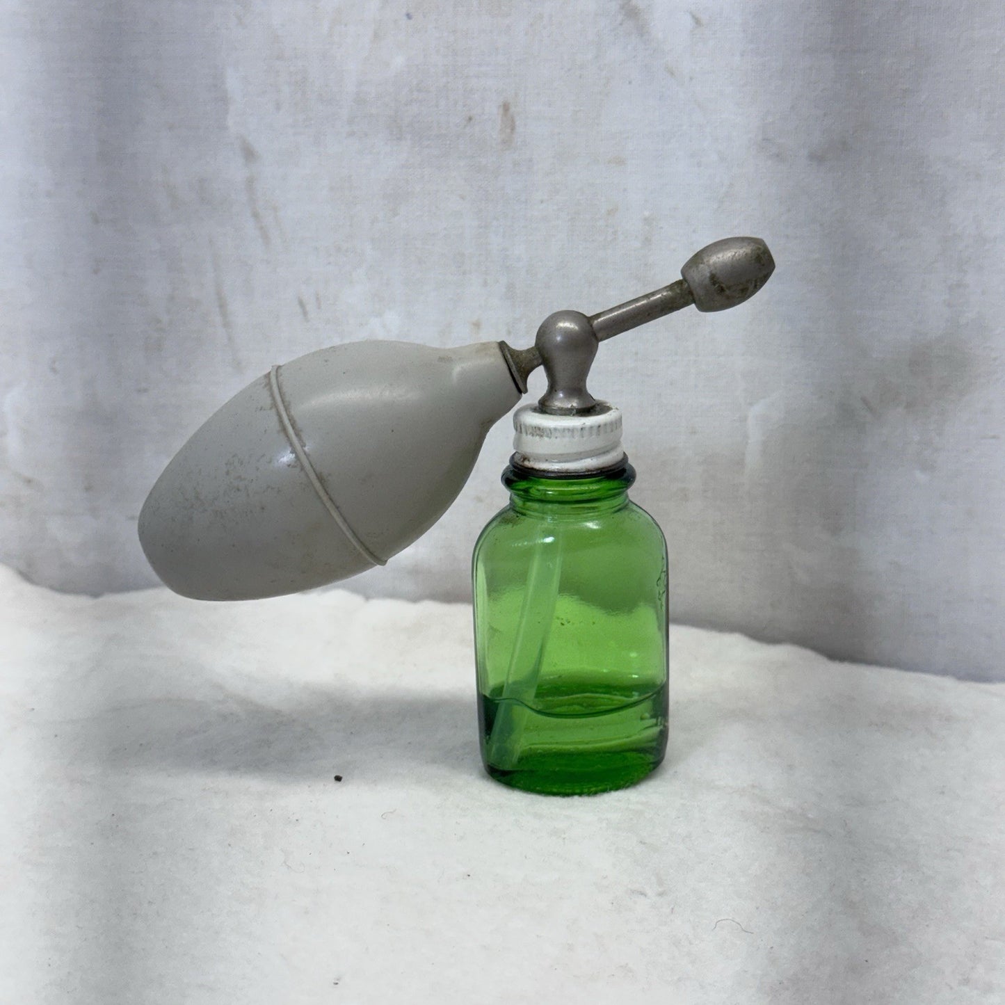Medical Atomizer Green Glass Bottle Vintage