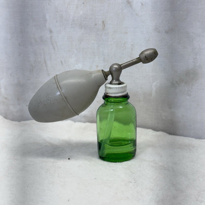 Medical Atomizer Green Glass Bottle Vintage
