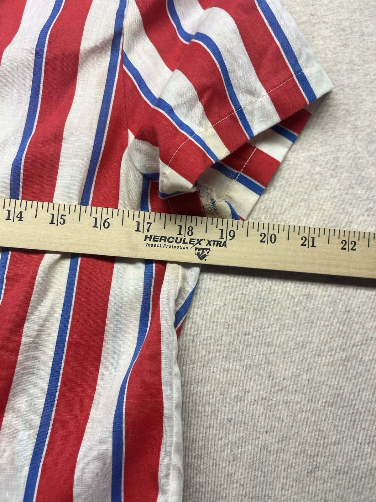 1970s Women’s Red White Blue Striped S Sleeve Cotton Shirt