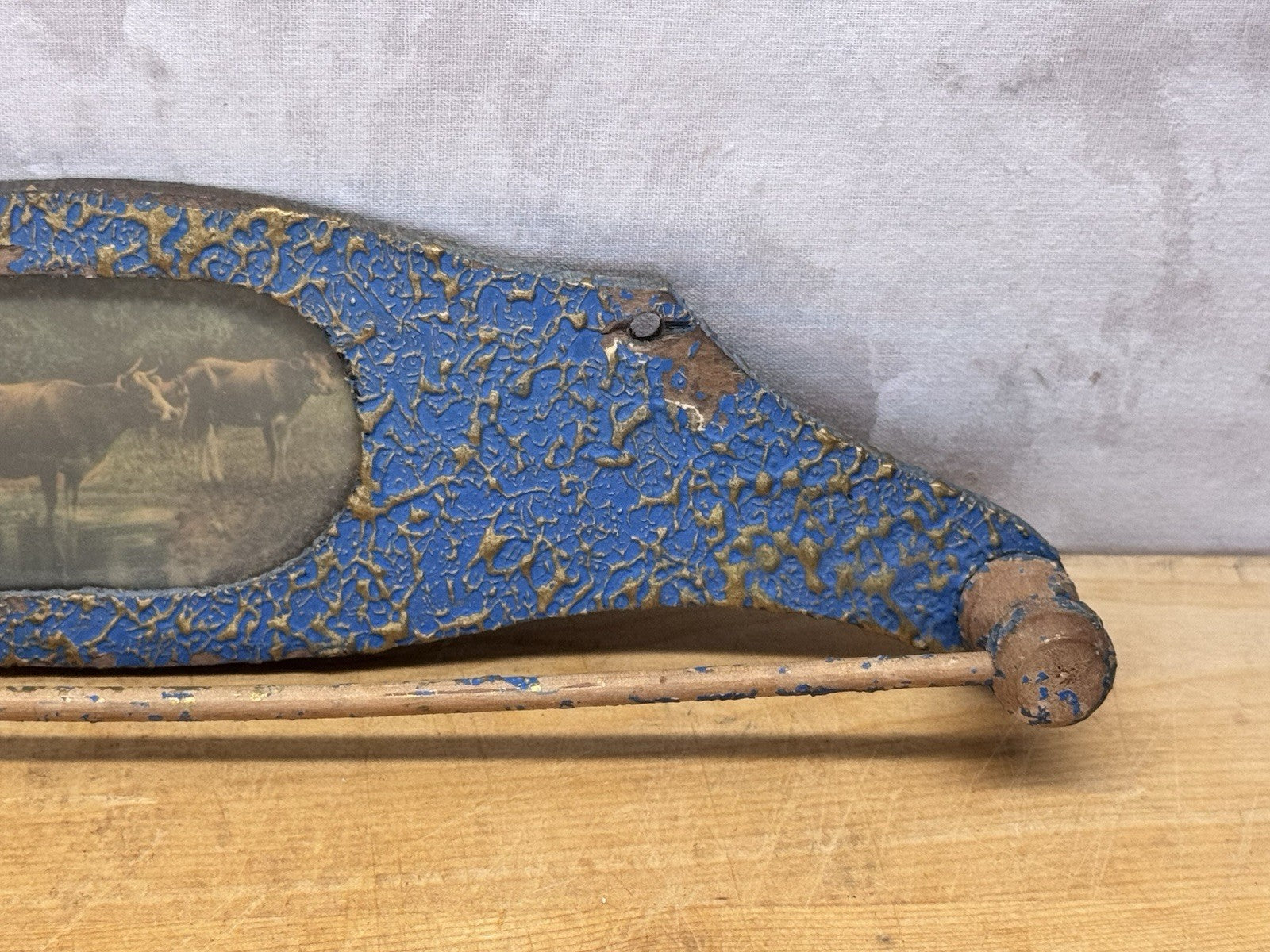 Primitive Blue Wooden Tie Rack #1330
