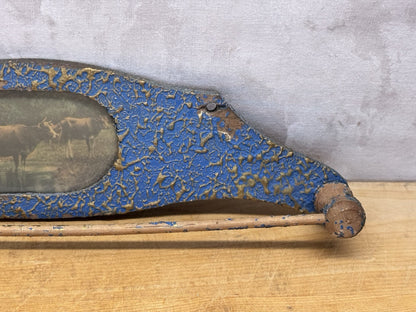 Primitive Blue Wooden Tie Rack #1330
