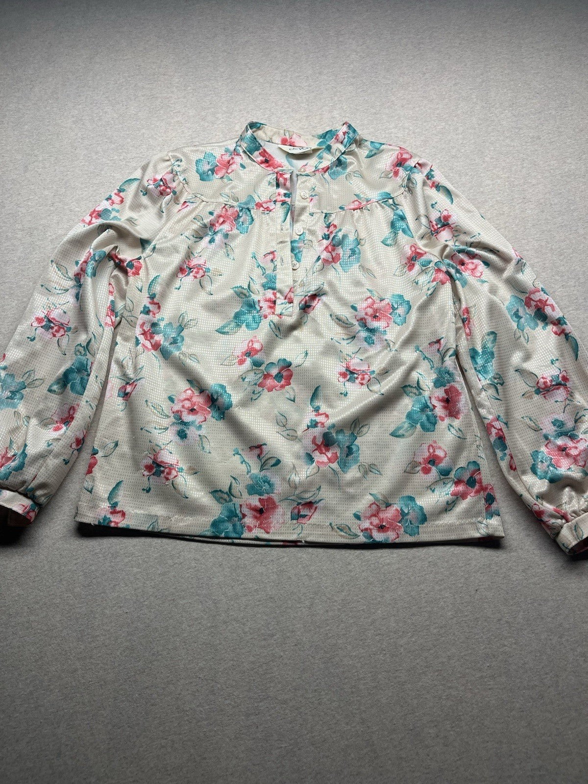 1970s, 80s Women’s L Sleeve Floral Print Knit Top