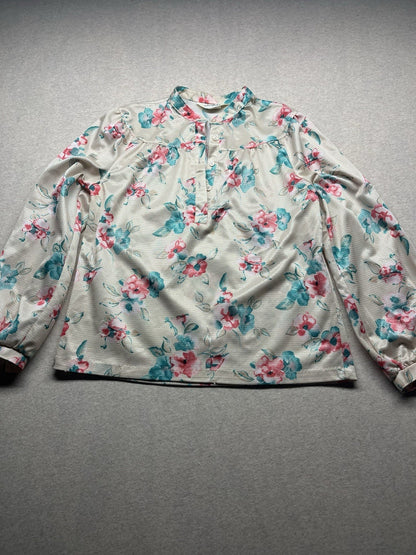 1970s, 80s Women’s L Sleeve Floral Print Knit Top