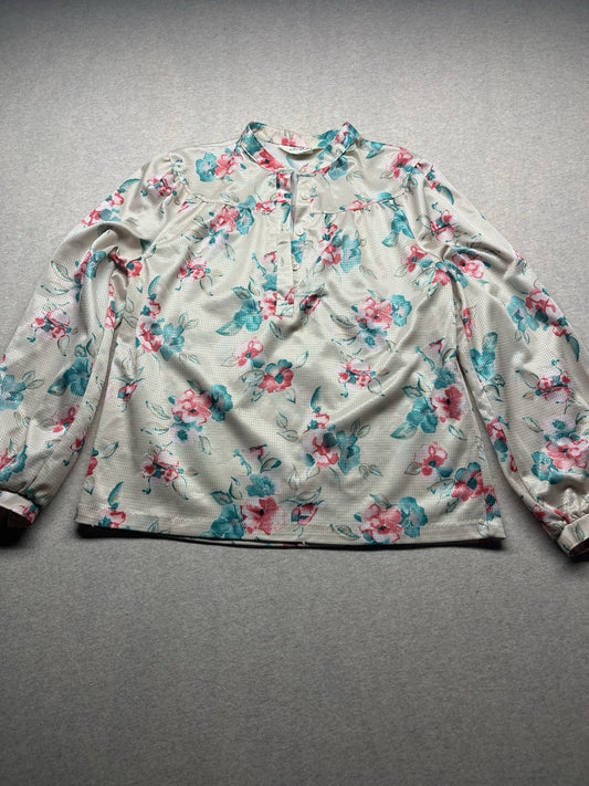 1970s, 80s Women’s L Sleeve Floral Print Knit Top