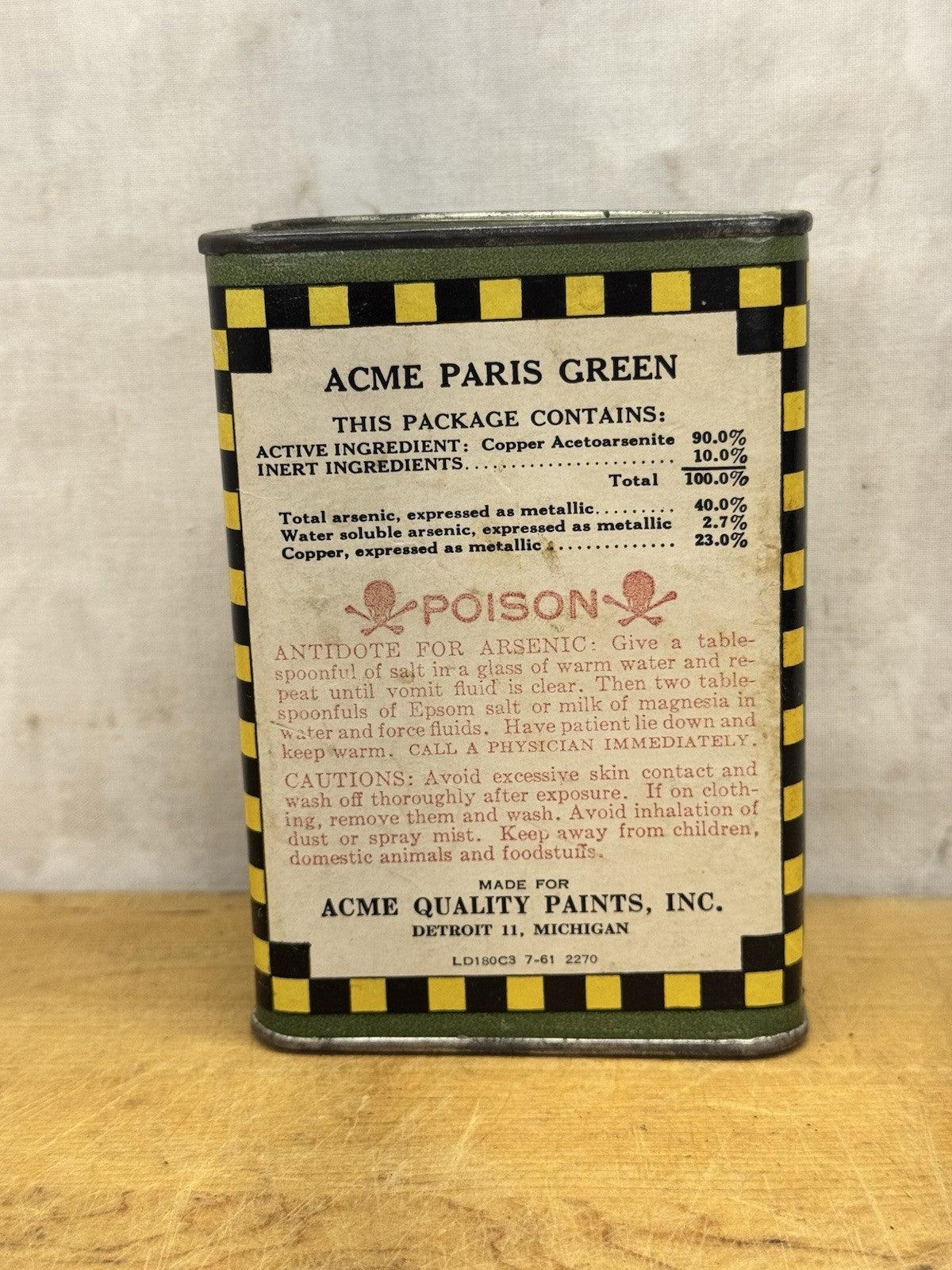 Acme Paris Green Empty  Tin #1221