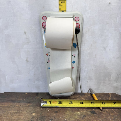 White Metal Notebook Dispenser Roll Pencil Wall Vintage Grocery List